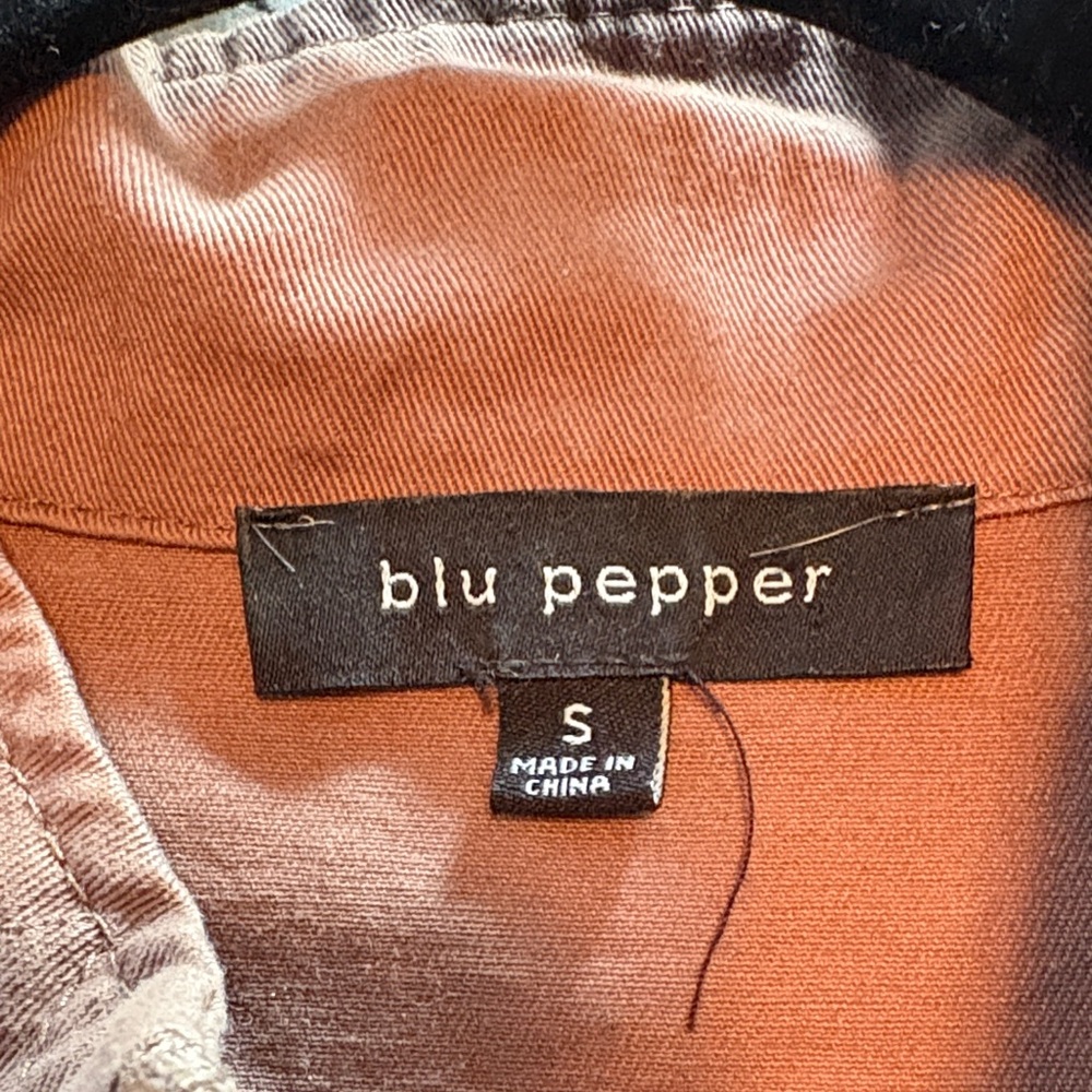 Blu Pepper Oversized Utility Zip-Up Jacket Dark Tan Size S - Picture 9 of 11